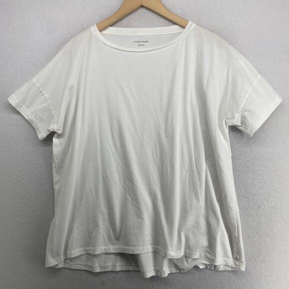 Eileen Fisher Tops - EILEEN FISHER Top L Slub Organic Cotton Jersey Oversized Boxy Dolman White